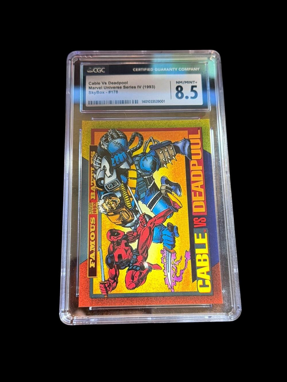 1993 SkyBox Marvel Universe Series IV #178 Cable Vs Deadpool CGC 8.5 NM/MINT+